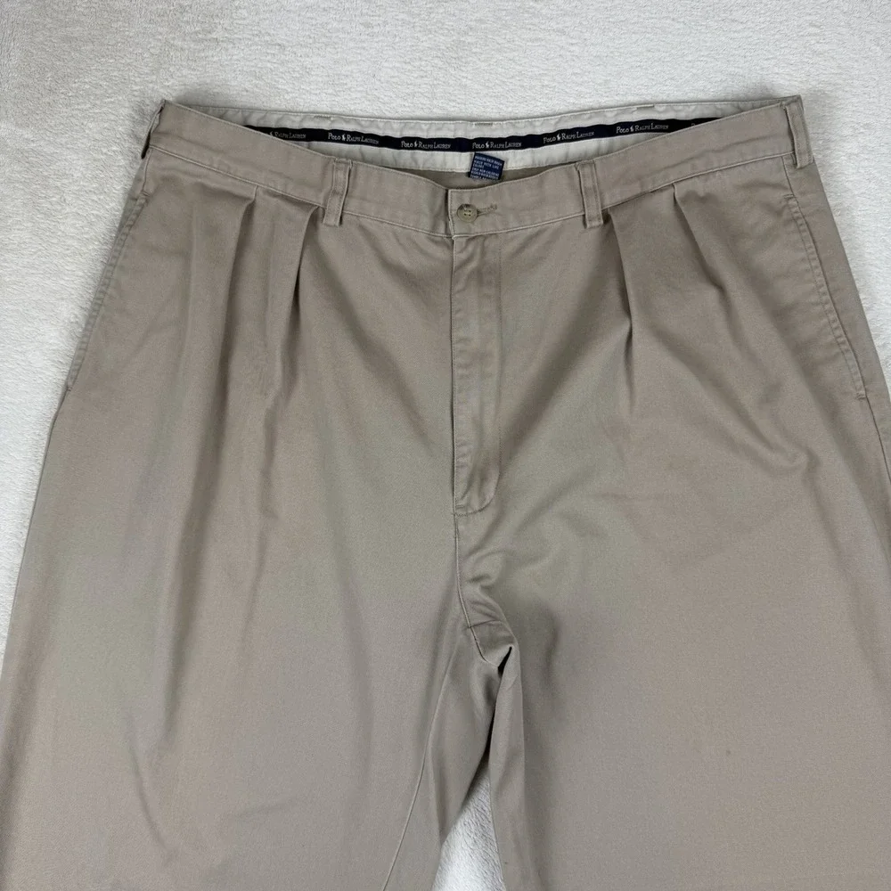 Polo Ralph Lauren Andrew Pants 42x32 Dbl‎ Pleated Chino Classic Fit Baggy Preppy